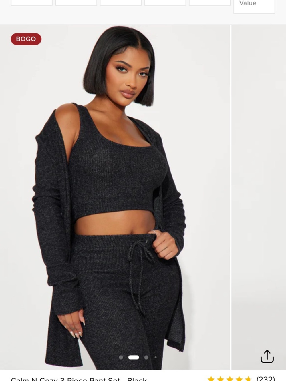 3-Piece Cozy Knit Loungewear Set - Black